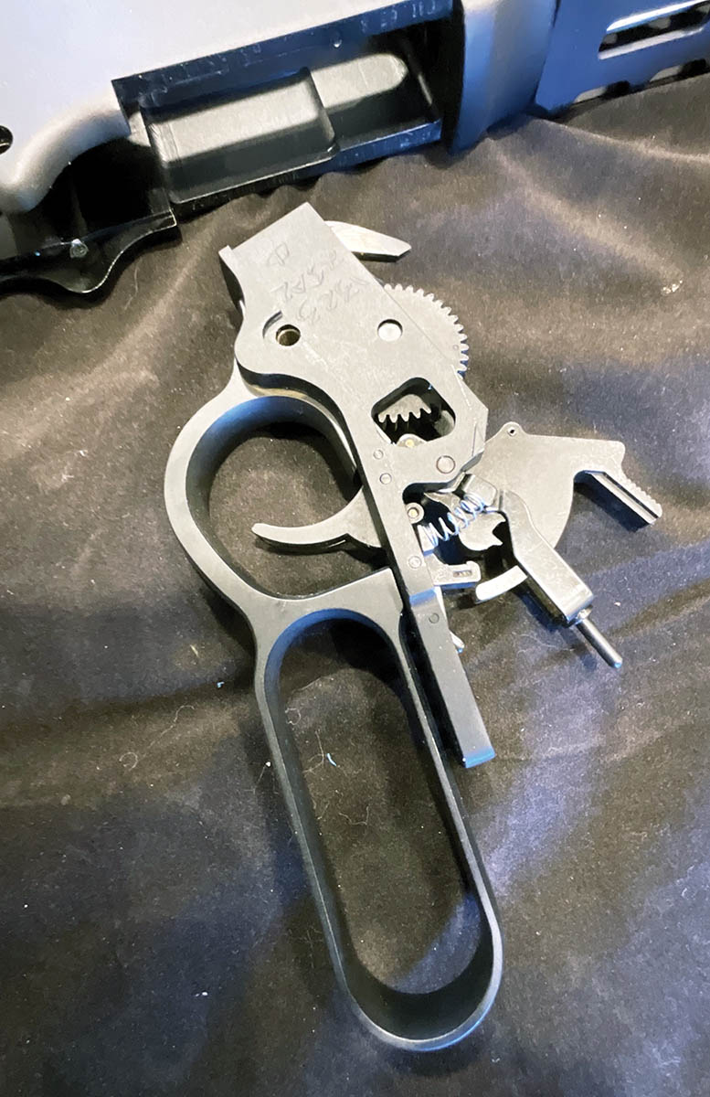 The clockwork is precision-machined for smoothness and reliability.